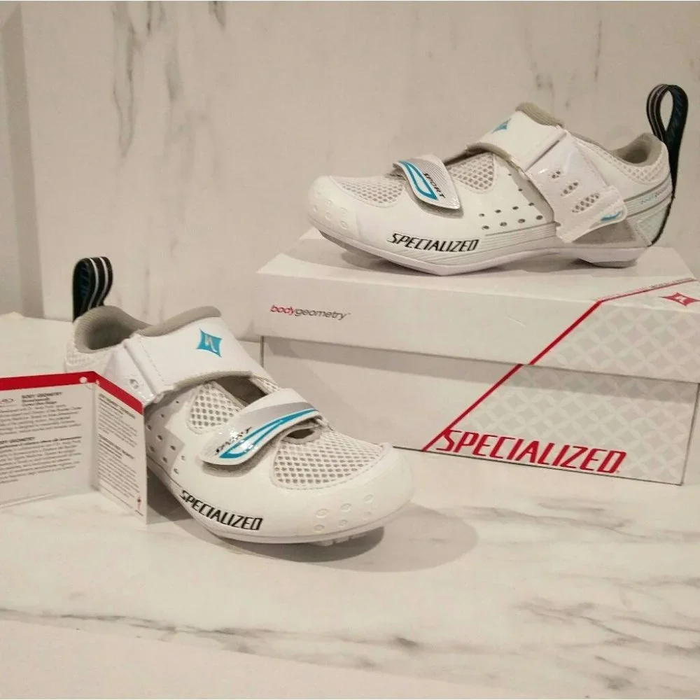 NWB Specialized Trivent Triathlon Cycling Shoes White Aqua 6.5 - Picture 14 of 14
